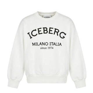 Iceberg Felpa Girocollo Bianca Per Bambini MFICE6120J-V2