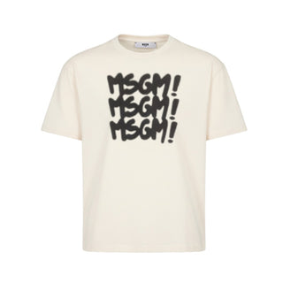 Msgm T-shirt Panna In Jersey Con Logo S6MSJBTH227/013
