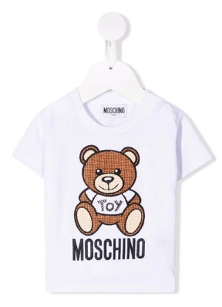 Moschino T-Shirt mit Rundhalsausschnitt und MUM02X-Logo und -Symbol