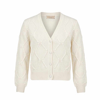 Elisabetta Franchi Cardigan Avorio In Misto Lana Per Bambina EFMA175.C