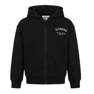 Iceberg Felpa Nera Con Zip E Cappuccio Per Bambini MFICE6119J-V3
