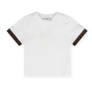 Fendi T-shirt bianca in jersey con logo FF BMI216-ST8