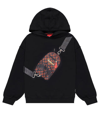 SPRAYGROUND Felpa nera in cotone con stampa SPY1360GBLK