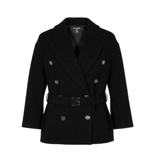 Balmain Cappotto nero doppiopetto da bambina BT2A40-E0126