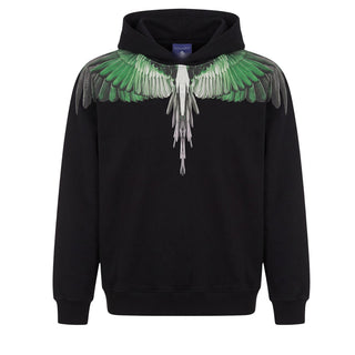 Marcelo Burlon Felpa Nera Con Cappuccio E Stampa F6CMJBHS030-110 Per Bambini