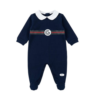 Gabriella Gucci Tutina Blu In Cotone Con Logo TFG04S-01 Per Neonati