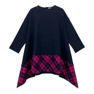 Il Gufo Abito blu in cotone con dettagli Tartan A21VL463M0100