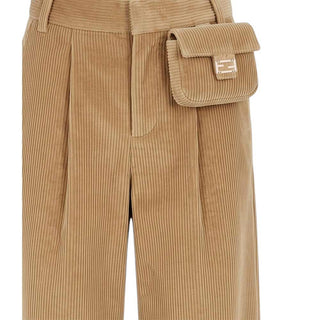 Fendi Pantaloni Beige In Velluto A Coste JFF409-AY8T-F0QU5 Per Bambina