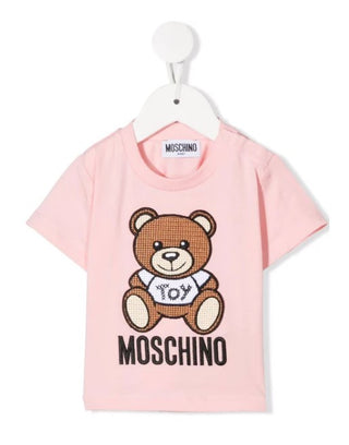 Moschino T-Shirt mit Rundhalsausschnitt und MUM02X-Logo und -Symbol