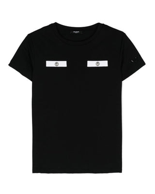 Balmain T-shirt nera a maniche corte BV8A91-J0177
