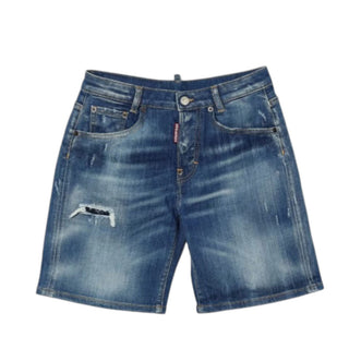 Dsquared2 Bermuda In Denim Blu Con Dettagli Destroyedd DQ3264-D0AFR-DQ01
