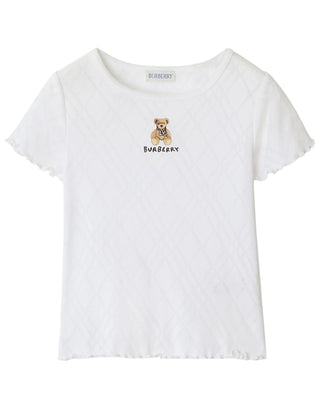 Burberry T-shirt bianca in cotone con orsetto Thomas 8108566