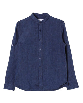 Jeckerson Camicia alla coreana blu in lino J3897