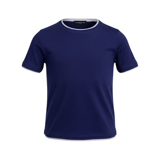 Emanuel Pris T-shirt In Filo Blu A Maniche Corte ETS3165RBB