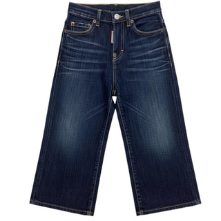 Dsquared2 Jeans Gamba Larga In Denim Scuro Da Bambina DQ2829-D0AFW-DQ01