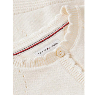 Tommy Hilfiger Cardigan Avorio Con Cuori Traforati KN0KN02306-Z00 Per Neonata