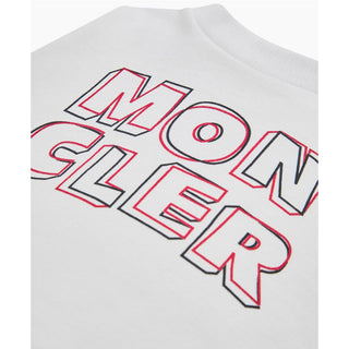 Moncler Felpa Girocollo Bianca In Cotone Con Logo L19518G00004/034