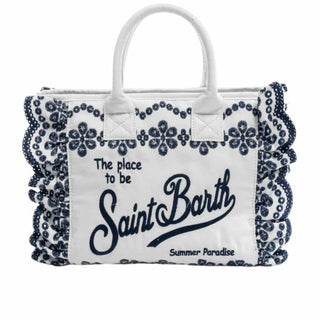 Mc2 Saint Barth Borsa Colette In Sangallo Bianco Con Volant COL0027/02534L
