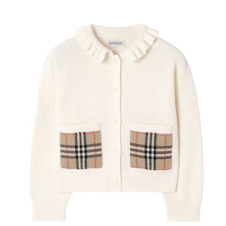 Burberry Cardigan Panna In Misto Cotone Per Bambine 8121263