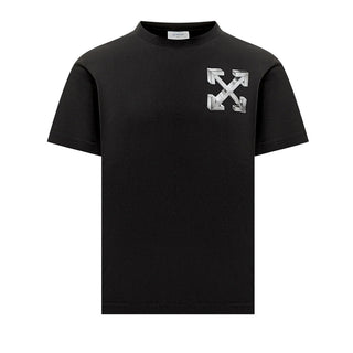 Off-White T-shirt nera in jersey con stampa OMAA027F25JER00A1072