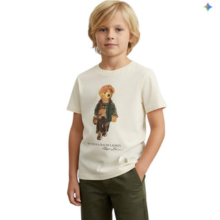 Polo Ralph Lauren T-shirt Avorio Con Polo Bear 322B27298002 Per Bambino