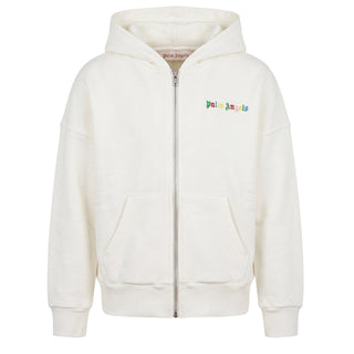 Palm Angels Felpa Bianca Con Zip E Cappuccio Per Bambini PGBE001F21FLE001