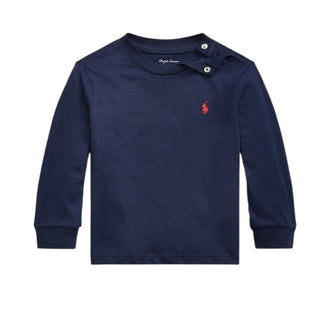 Polo Ralph Lauren T-shirt Blu A Maniche Lunghe Per Neonati 320843804002