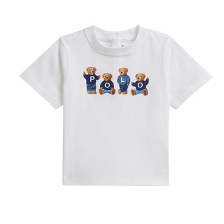 Polo Ralph Lauren T-shirt Bianca Con Polo Bears Per Neonati 310A11851001