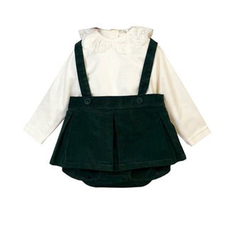 Dottor Kids Vestina A Salopette In Velluto Verde DK13900