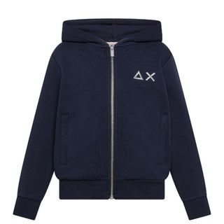 Sun68 Felpa blu navy in cotone con zip e cappuccio F45302BN