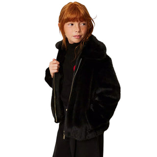 TWINSET Ecopelliccia Nera 262GJ2040 Per Bambina