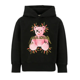 Palm Angels Felpa nera con cappuccio e stampa Bear PBBB012F25FLE003103B