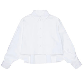 MM6 Maison Margiela Camicia Bianca In Popeline Con Schiena Plissettata M60503-MM014-M6100