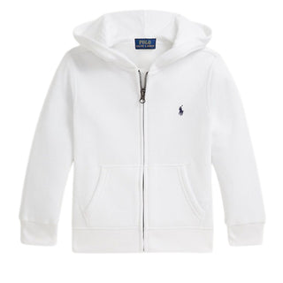 Polo Ralph Lauren Felpa Bianca Con Zip E Cappuccio 322799360501 Per Bambini
