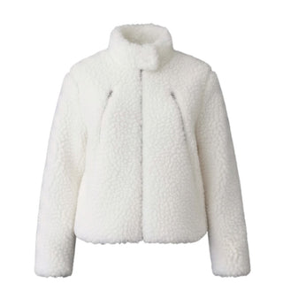 MM6 Maison Margiela Giacca Teddy avorio con logo M60173