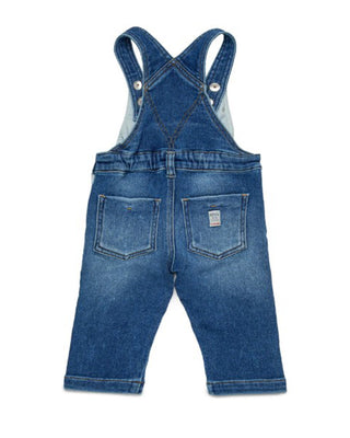 Diesel Salopette in denim blu con abrasioni da neonato K00661-KXBQF