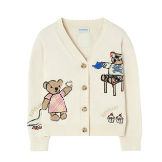 Burberry Cardigan Avorio In Misto Cashmere 8125916 Per Bambina