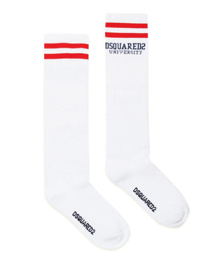 Dsquared2 Calzettoni bianchi con logo DQ2486-D0A9S