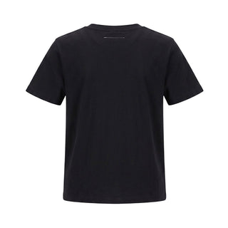 MM6 Maison Margiela T-shirt Girocollo Nera Con Patch Logo M61163-MM04I-M6900 Per Bambini
