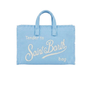 Mc2 Saint Barth Borse In Canvas Celeste Con Logo PHONE001/00169L