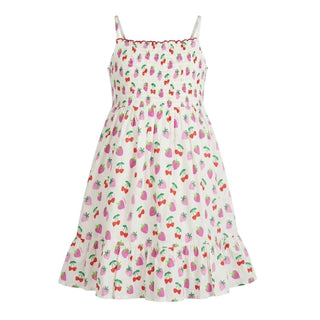 Mc2 Saint Barth Abito Copricostume Miki In Popeline Con Fragole E Ciliegie MKI0001/03266L Per Bambina