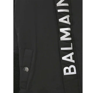 Balmain Giubbino nero con cappuccio e inserti in teddy BT2P20-Z1519
