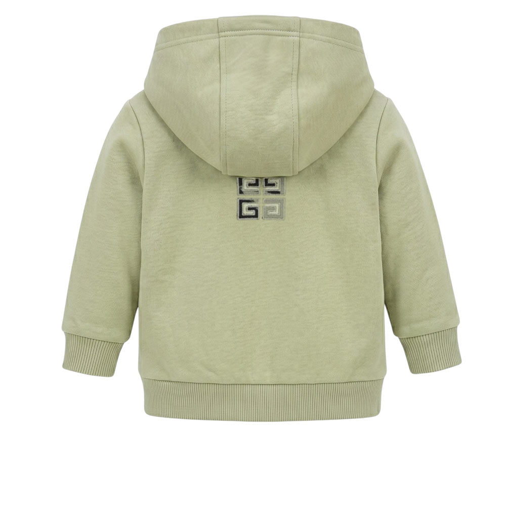 Givenchy Felpa Verde Con Zip E Cappuccio Per Neonato H30467