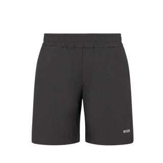 Msgm Bermuda Grigio In Popeline Con Logo S6MSJBBE155