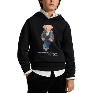 Polo Ralph Lauren Felpa Nera Con Cappuccio E Polo Bear 322B29158001 Per Bambino