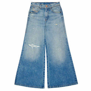 Diesel Jeans Gamba Larga In Denim Blu J02887-KXBUV-K01 Per Bambina