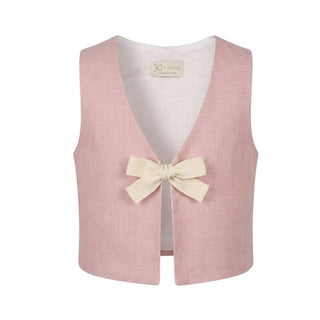 J.o Milano Gilet Rosa In Misto Lino Per Bambina 673M1J