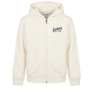 Iceberg Felpa Avorio Con Zip E Cappuccio MFICE7300J-V1 Per Bambino