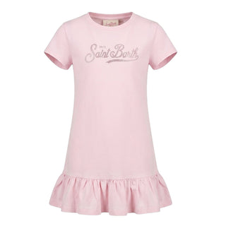 Mc2 Saint Barth Abito Copricostume Abbey In Jersey Rosa Con Strass ABI0002/02297L Per Bambina