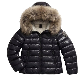 Blauer Giubbino Trapuntato Nero Con Pelliccia 26WBLGC02293-999EI Ivory Jr Per Bambina